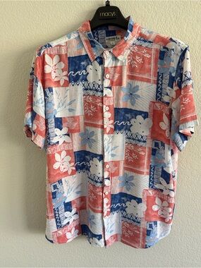 Endless Summer Casual Short-Sleeve Hawaiian Shirt - Red, Blue & White